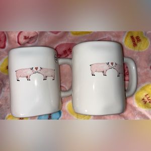 NEW RAE DUNN "HOGS & KISSES" BUNDLE (2) MUGS